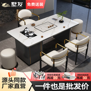 Slate Tea Table and Chair Combination, Simple and Light Luxury with Storage Cabinet, Home Office, Small Apartment, Kung Fu Tea Table and Coffee Table Supply
