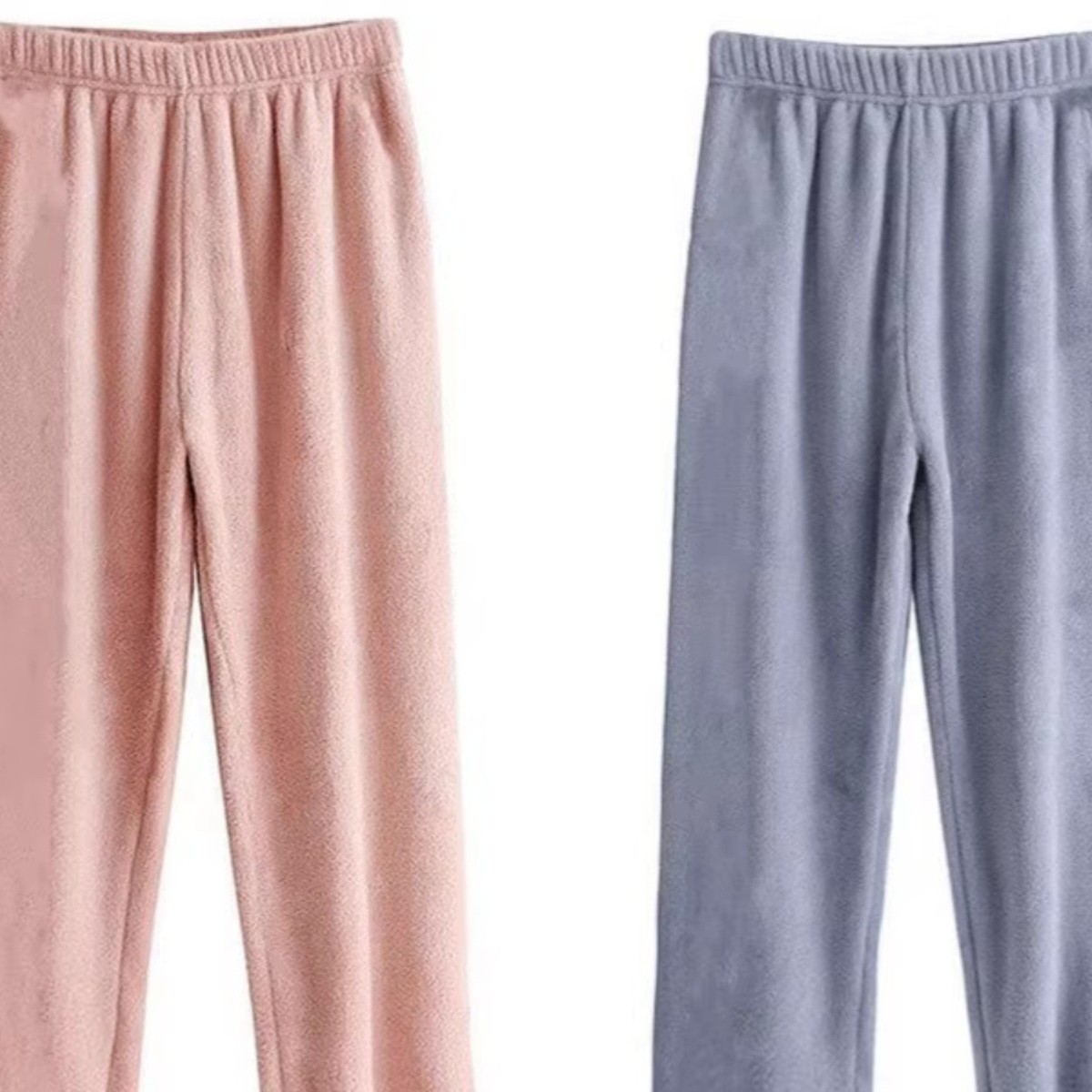 싱글 | 가을, 겨울 남녀용 산호 플리스 홈 팬츠 2장, 실외에서 입을 수 있는 파자마, 스트레이트 레이지 팬츠, 학생용 워밍 팬츠