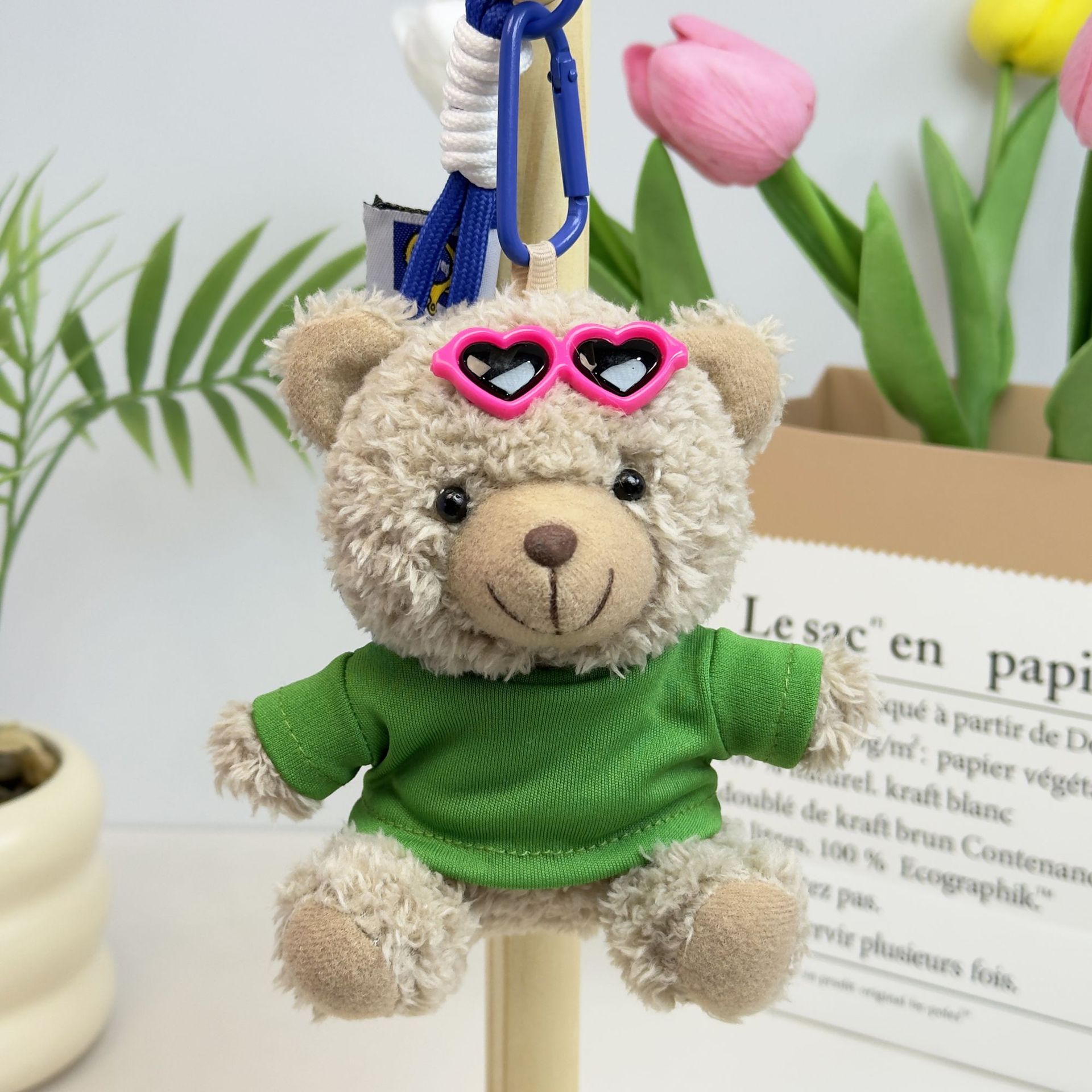 Suéter Teddy Bear Keychain bolsas colgantes muñecas de peluche creativas lindas gafas piloto Teddy Bear