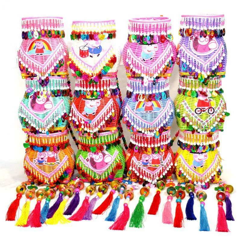 Детский этнический стиль, вышитый цветочный колокольчик, ручное плетение, реквизит для танцев, красочный маленький рюкзак