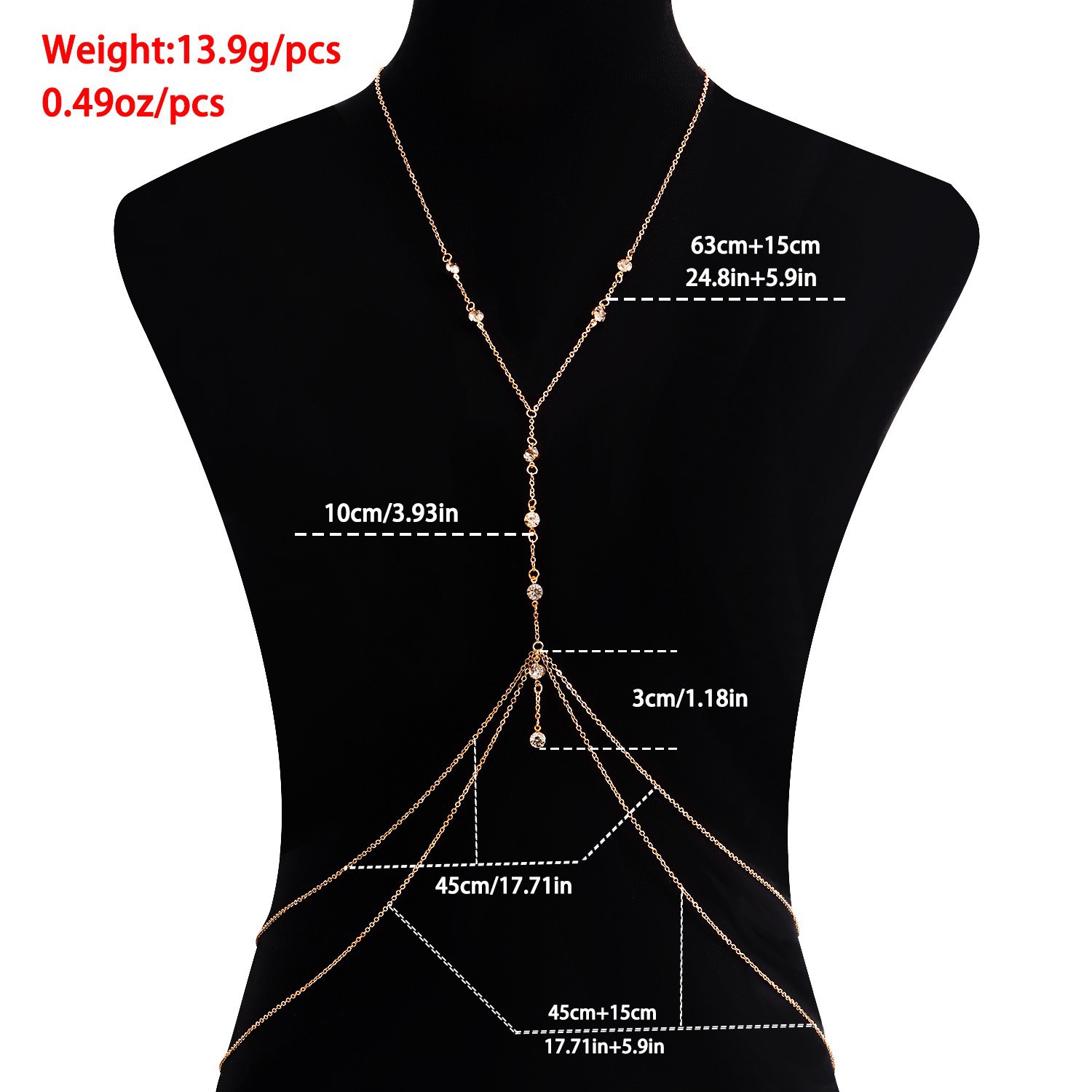 Rhinestones Inlay Material Sexy Geometric Metal Plating Inlay Rhinestones Women's Chain Belts