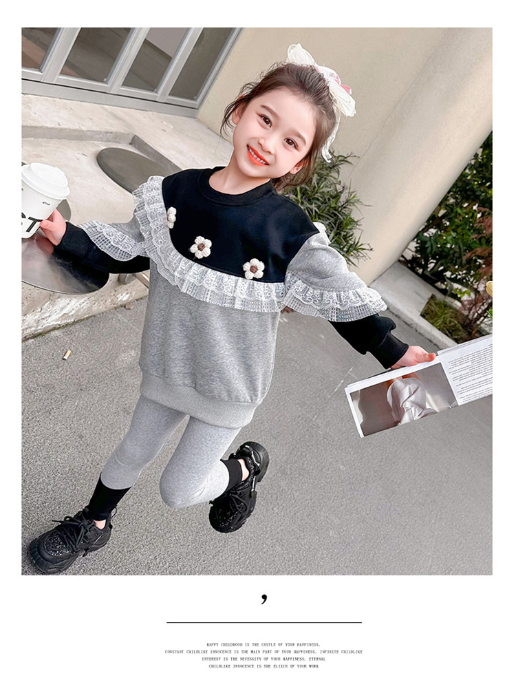 Dräi Blummen Ënnerwäsch 2024 Fréijoer Nei Moudeg Kanner- a Meedercher Sport Zweedeel Set_voghion.com