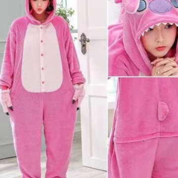 Otoño e Invierno de franela adulto animal dibujos animados de una pieza pijamas Lanshi manga larga hogar apoyo lote mixto