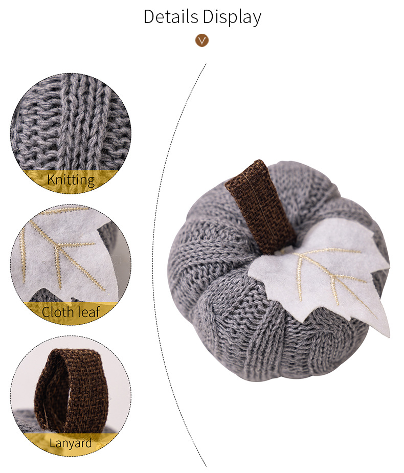 Neue Thanksgiving-Dekorationen, orangefarbener Kürbis-Anhänger, Strickkürbis für das Erntedankfest, Ornament-Arrangement_voghion.com