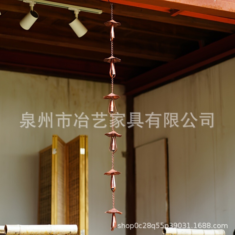 クロスボーダーメタルキノコレインチェーン、メタルキノコ風鈴、メタル排水溝チェーン、雨水収集チェーン、キノコ|undefined