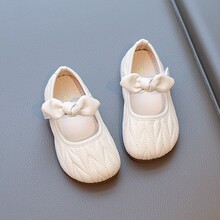 严选女童鞋宝宝蝴蝶结皮鞋软底公主鞋秋季小皮鞋新款单鞋童鞋包邮