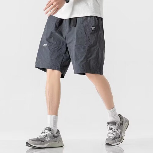 New Harajuku trend all-matching simple Japanese casual shorts, men's summer loose straight mid-pants, lazy and unbranded