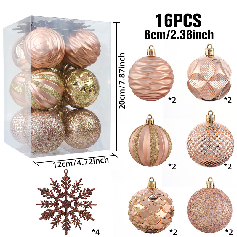 クロスボーダー新しいクリスマスボール装飾 6 センチメートル 16 パック塗装クリスマスボールセットプラスチック電気メッキカラーボールハンギングボール|undefined