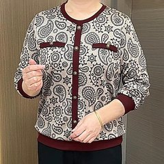 一件代发直播爆款2025秋季新款时尚拼色印花宽松显瘦洋气打底衫女