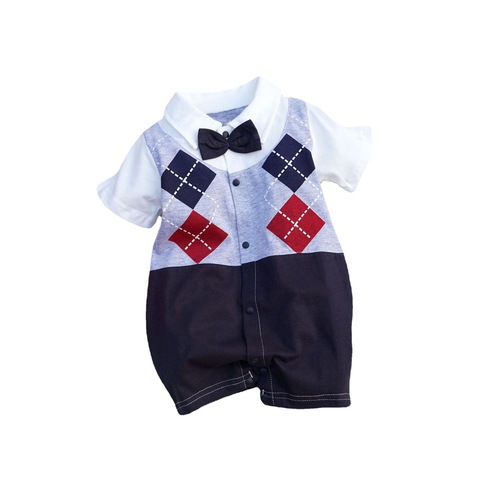  new style *Cotton boxer gentleman collared short-sleeved jumpsuit 3-18M