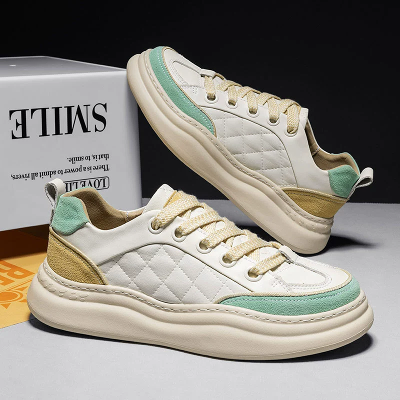 Мужские кроссовки весна 2025, спортивная повседневная обувь на толстой подошве, мужские туфли из натуральной кожи, универсальные модные кроссовки для мальчиков, оптом