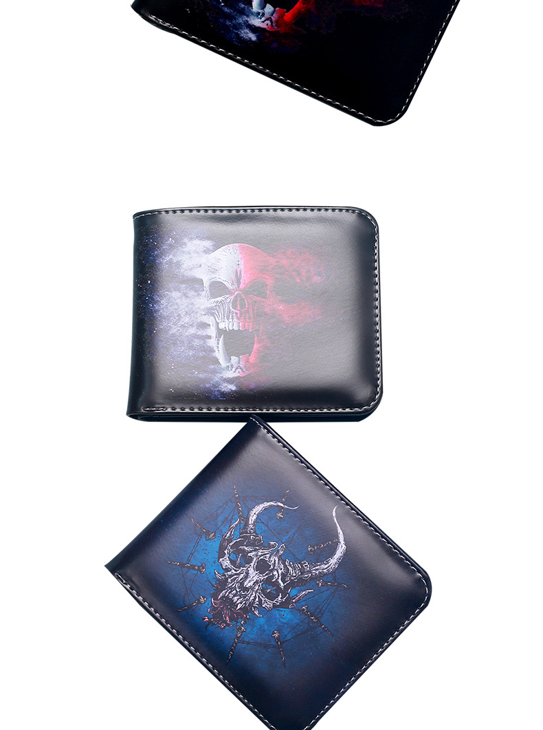Men's Skull PVC Open Wallets display picture 8