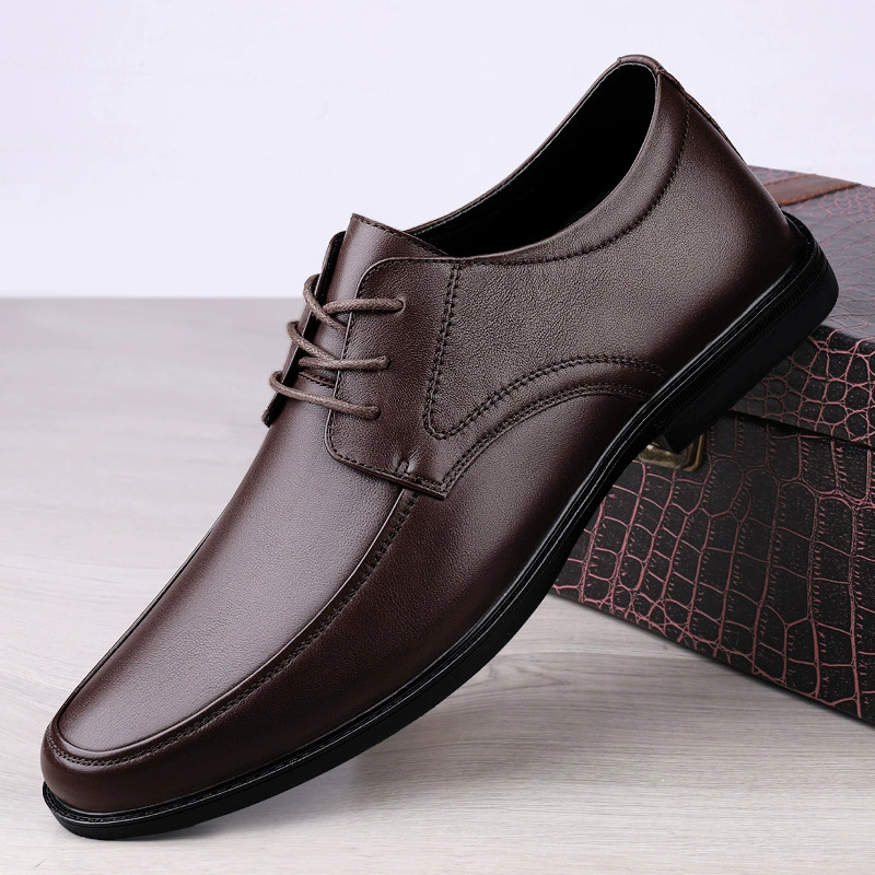 Y5688 Мужская деловая обувь, повседневная деловая обувь, низкий верх, кожаная обувь на шнуровке, верхний слой из воловьей кожи, британская джентльменская обувь