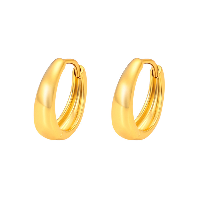 Xuping simple oro brillante geometría círculo de auriculares aleación de cobre chapado 24k estilo de moda auriculares al por mayor