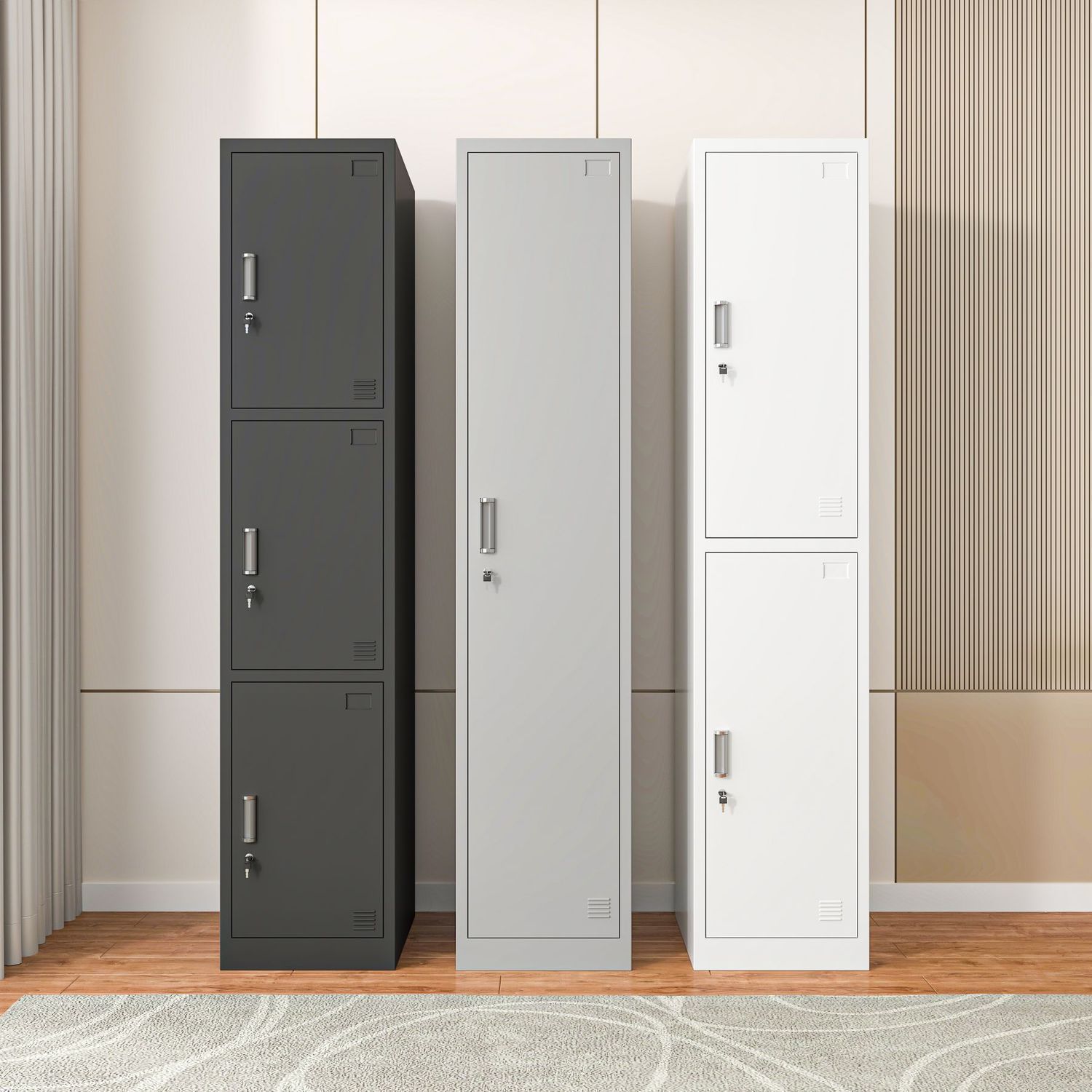 Single-Door Locker Iron Locker Staff Dormitory Gym Bathroom Office Steel Small Narrow Cabinet with Lock