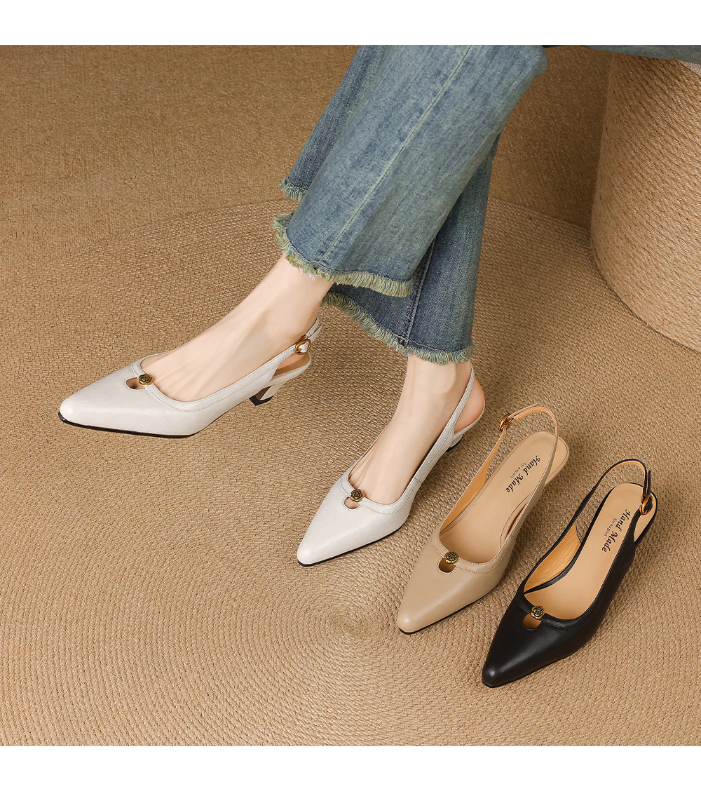 Sandal nữ mũi hở quai ngang gót thấp phong cách Hàn Quốc — đen chi tiết 2