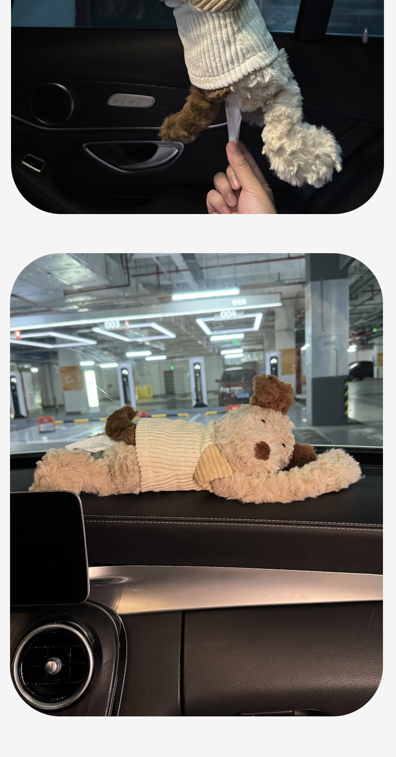 Creative Car Tissue Box Cartoon Plush Doll Puppy Tissue Hanging Bag Internet Celebrity Car Tissue Doll Tissue Box