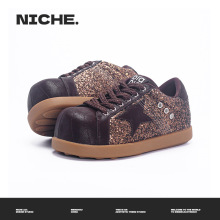 亮片星星面包鞋2025秋季新款5cm内增高西瓜贝壳头卡皮巴拉板鞋女