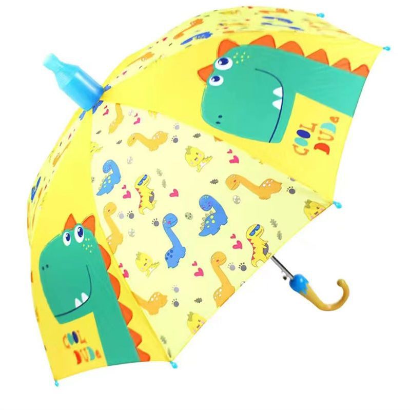 Paraguas Infantil de Mango Largo con Recubrimiento Negro, Protección Solar y Semiautomático, para Estudiantes