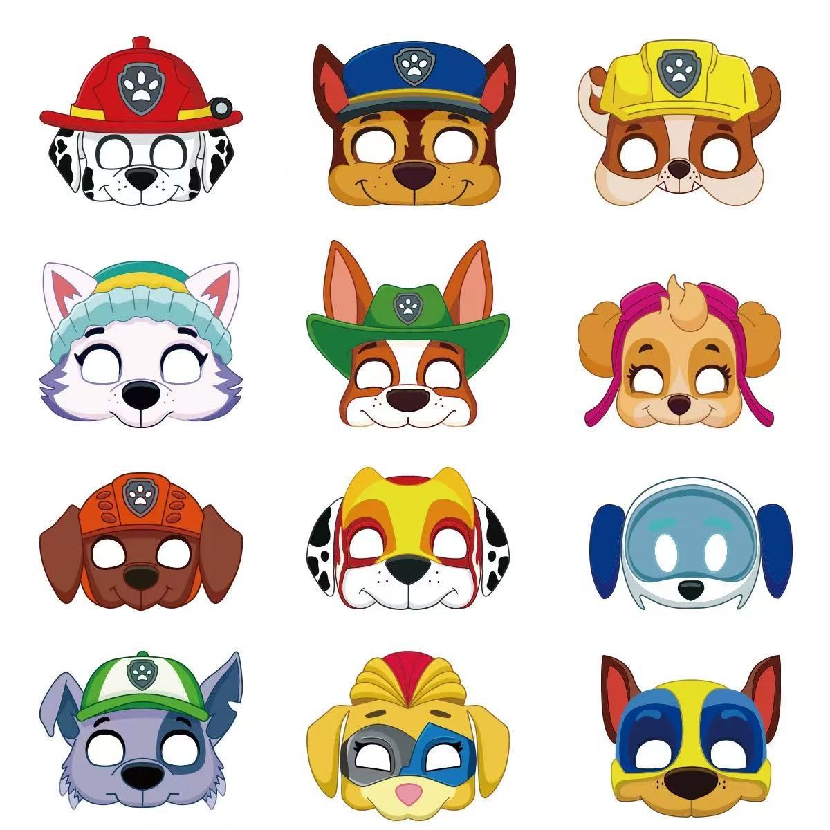 Spot Cross-Border Paw Patrol Theme Children's Birthday Party Photo Props Party Half-Face Dog-Shaped Paper Mask