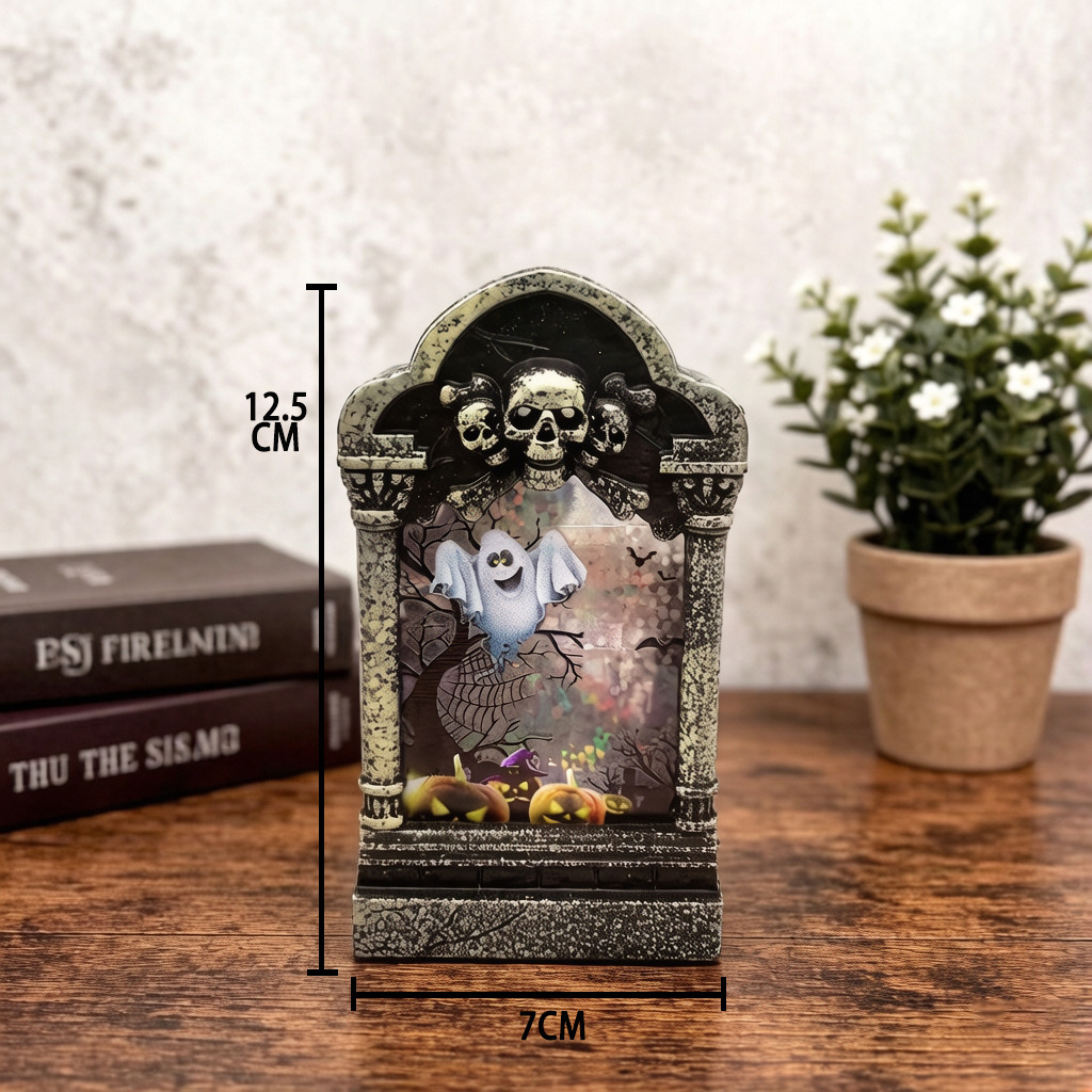 Lámpara de lápida de Halloween nueva decoración LED accesorios lámpara de vela colorida lámpara de calabaza portátil lámpara de calabaza