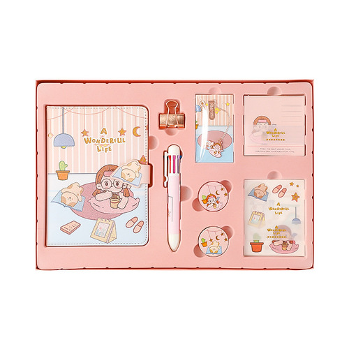 Gifts for children, prizes, cute cartoon ledger set, notebook gift box, notepad, magnetic buckle diary