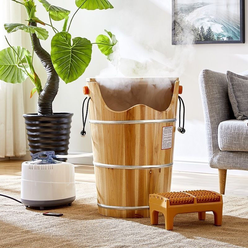Fragrant Cedar Wood Leg Soaking Bucket Steam Constant Temperature Heating Fumigation Wooden Bucket Knee Deep Foot Soaking Household Automatic Foot Bath Bucket