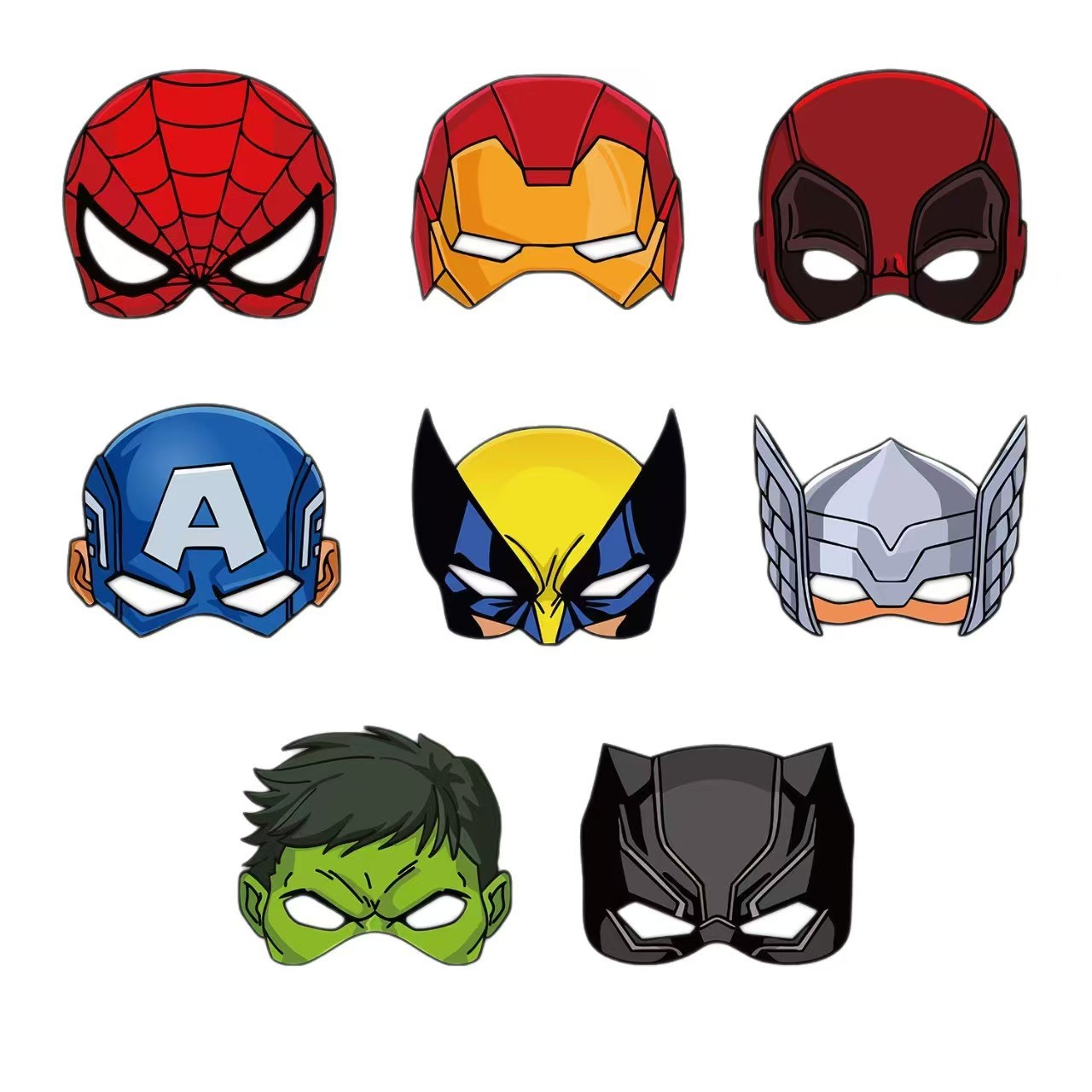 超级英雄主题生日派对面罩拍照道具化装舞会英雄半脸DIY纸质面具