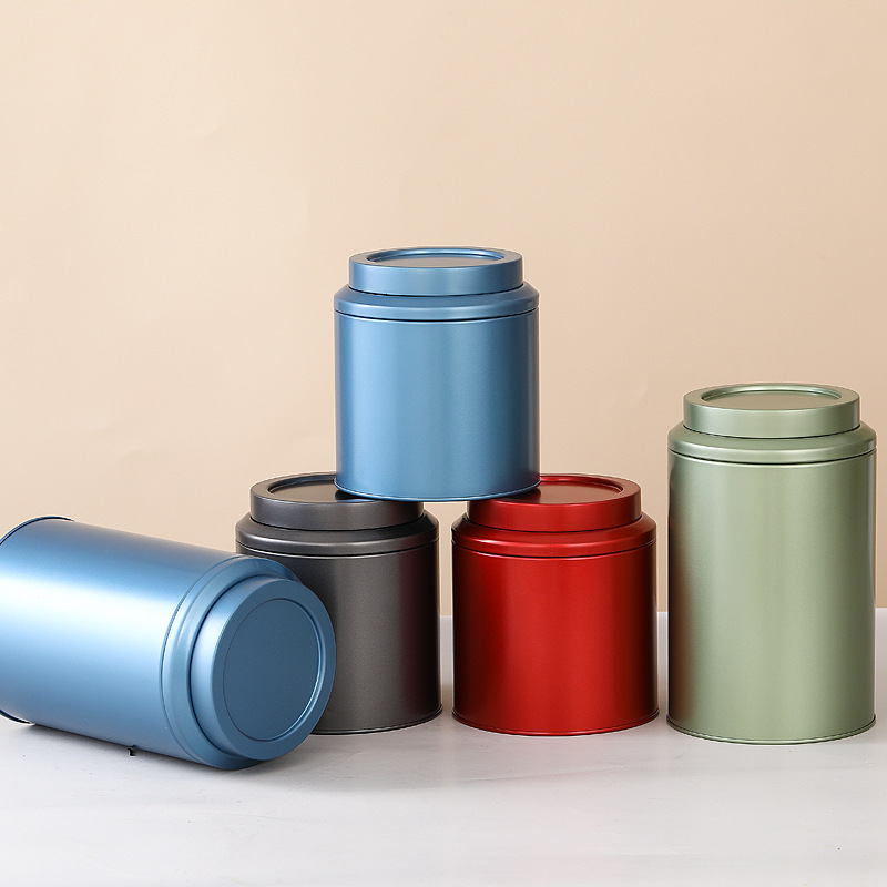 Tin-plated tea can, round full-body sealed, 125g black tea and green tea can, factory wholesale tea packaging box