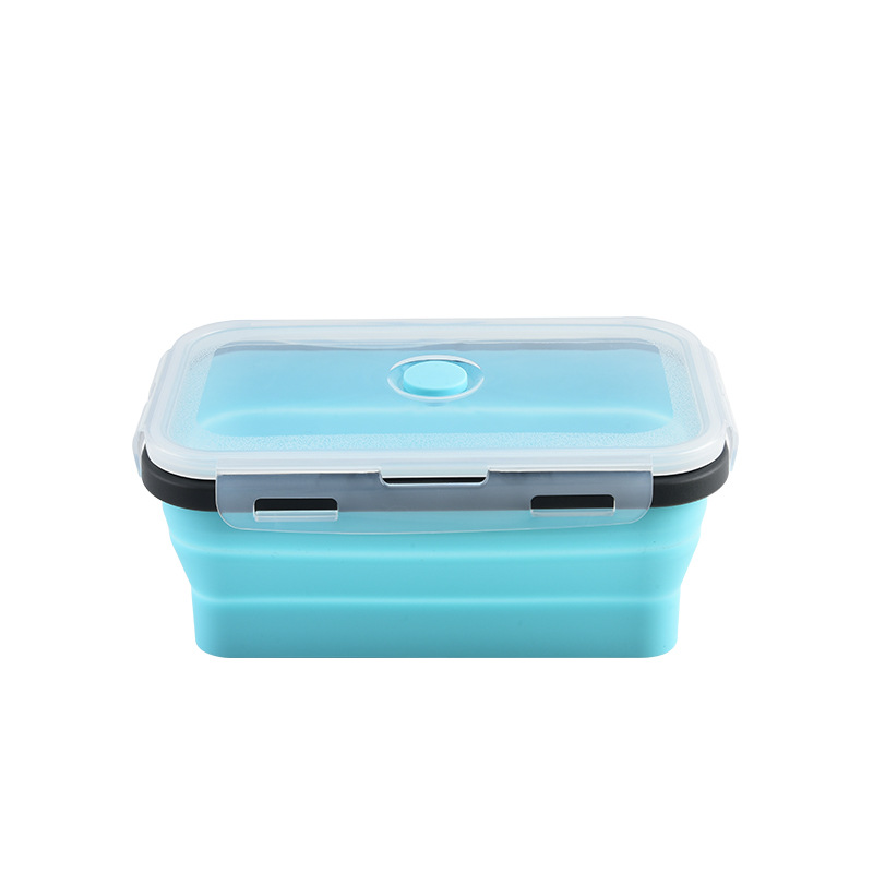 Fábrica directa caja de almuerzo de silicona plegable de grado alimenticio microondas caja de almuerzo caja de almacenamiento caja de preservación caja de almuerzo