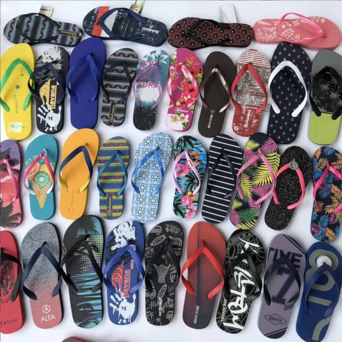 Multicoloured non-slip flip flops, beach slippers for bath, for beloved