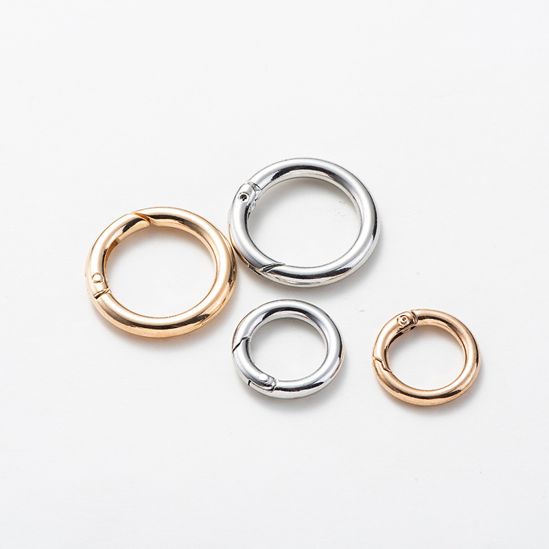 Zinc Alloy Spring Ring in stock Open Ring Electroplated Key Chain Bag Clothing Round Buckle Jewelry Hanging Buckle Accessories