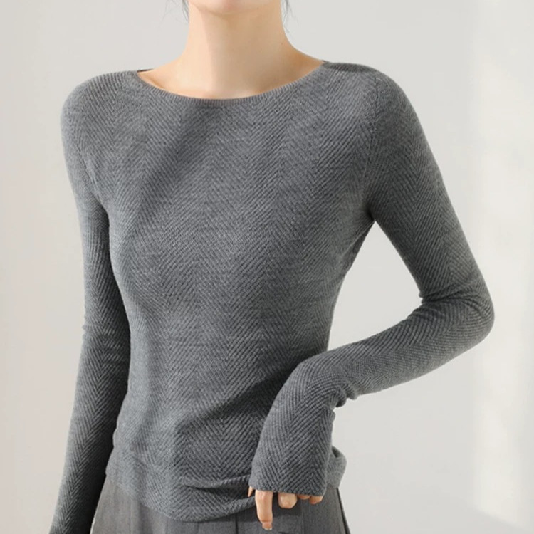 【Fishbone Seamless Base Layer Sweater】18-Gauge Yangzi Yarn Pure Wool Fine-Spun Half-Turtleneck/Straight-Neck Sweater New Style