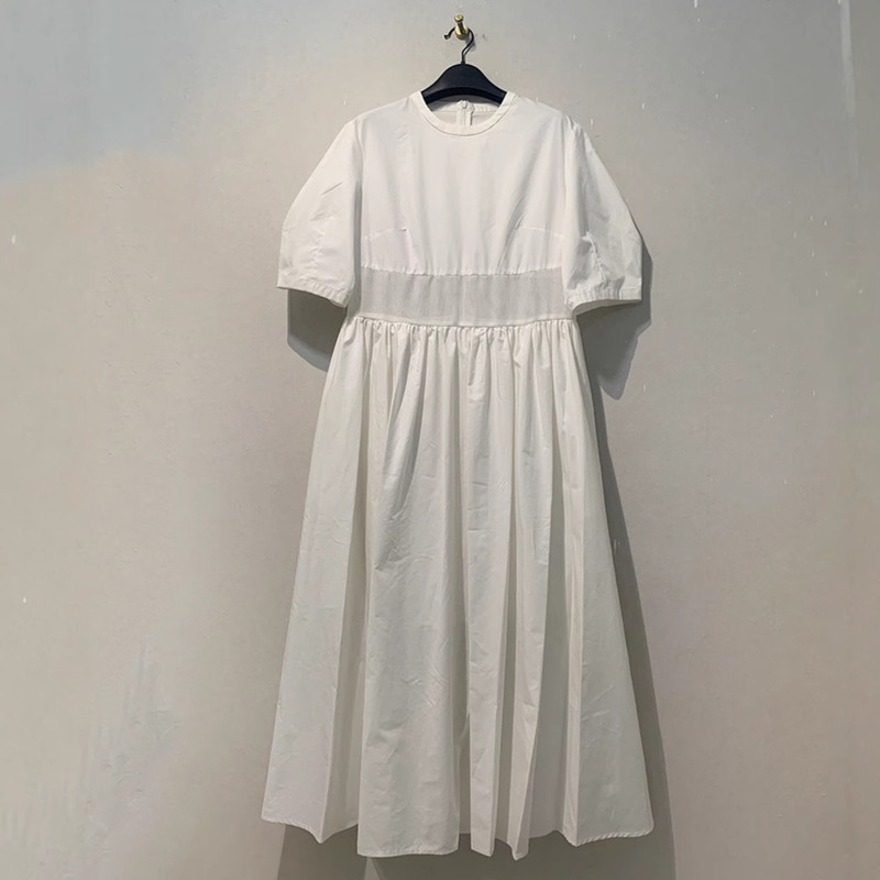 Qianghe Summer New Style Japanese Style Fashionable Retro French Simple Dress Loose Slimming Look Light Fluffy Long Skirt