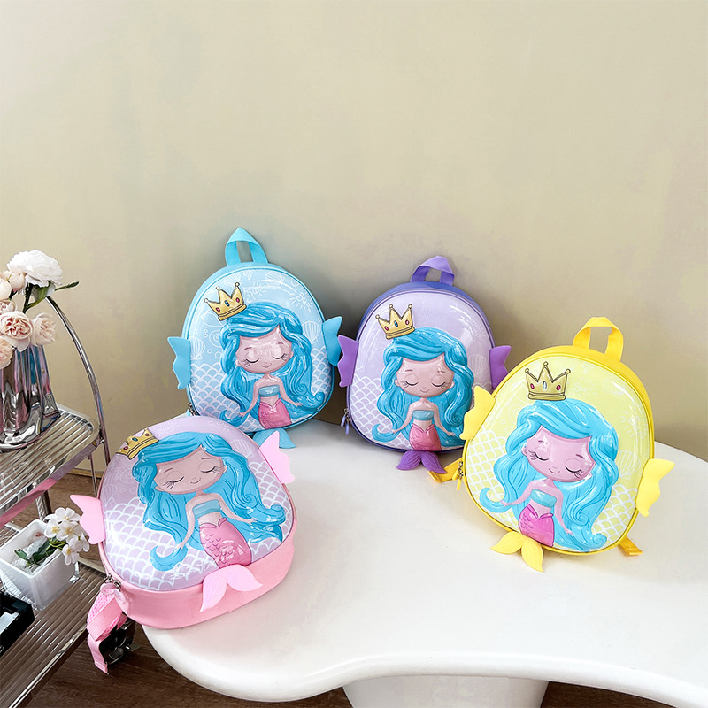 De dibujos animados de Kindergarten mochila nuevos niños y niñas de 2-5 años de edad los niños Linda sirena mochila de cáscara de huevo