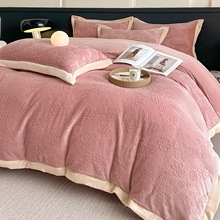 A类母婴级冬天加厚保暖雕花绒四件套牛奶绒宝宝绒珊瑚绒床单被套