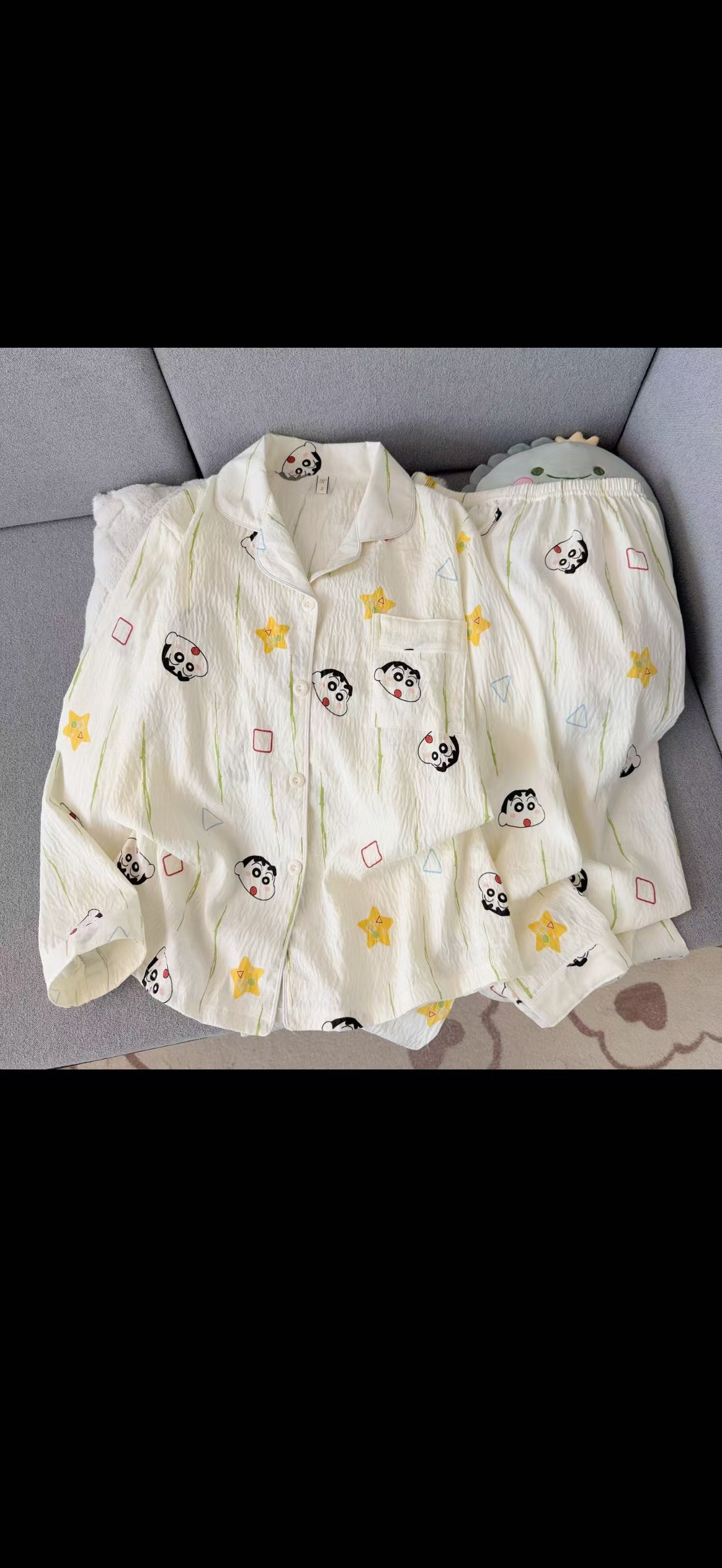 Al por mayor transfronterizo primavera y otoño dulce dibujos animados nubes de algodón pantalones de manga larga pijamas cardigans con solapa cubierta de ropa para el hogar