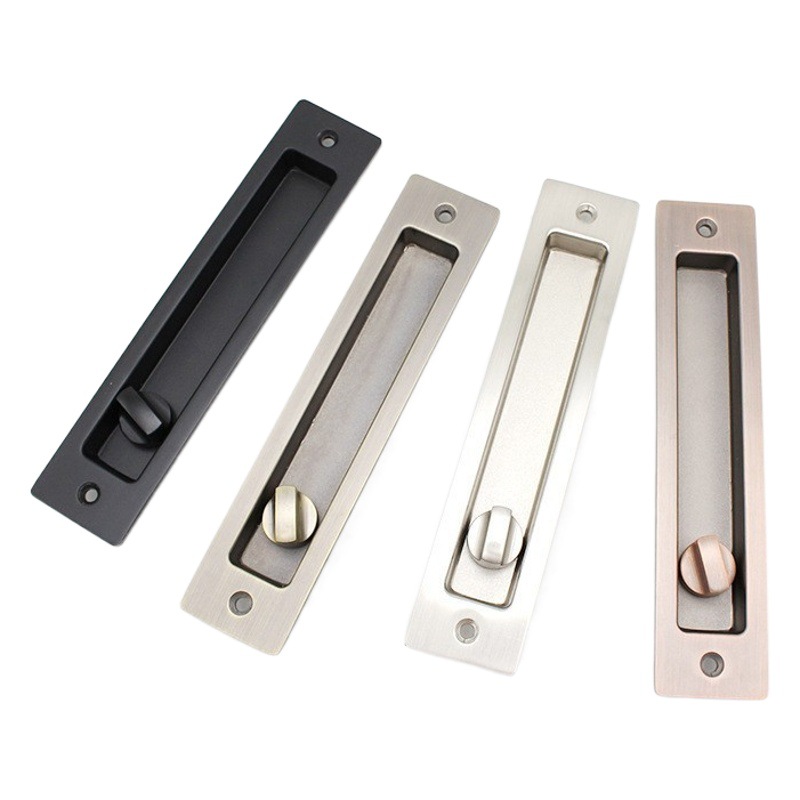 Lelang al por mayor cuadrado de aleación de zinc puerta corredera gancho cerradura baño cocina plana puerta corredera BK solo gancho deslizante cerradura de la puerta