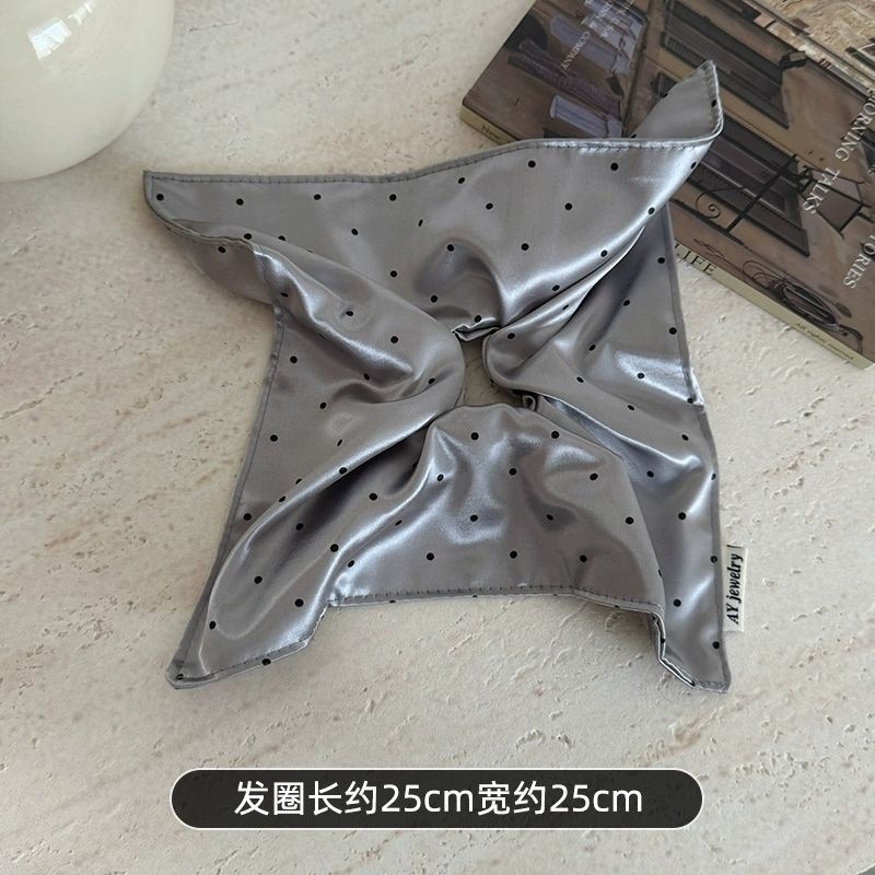 韩系双层褶皱波点大肠发圈时尚高级感发绳简约通勤百搭方巾头花女|undefined