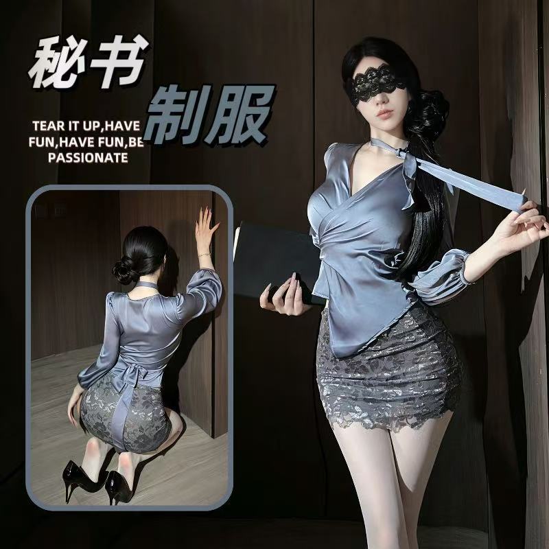 Abstinence Secretary Ribbon Cleavage Lace Bodycon Uniform Set New Flirty Pure Desire Slim-Fit Waist-Cinching Niche V-Neck Abstinence Secretary Ribbon Cleavage Lace Bodycon Uniform Set New Flirty Pure Desire Slim-Fit Waist-Cinching Niche V-Neck