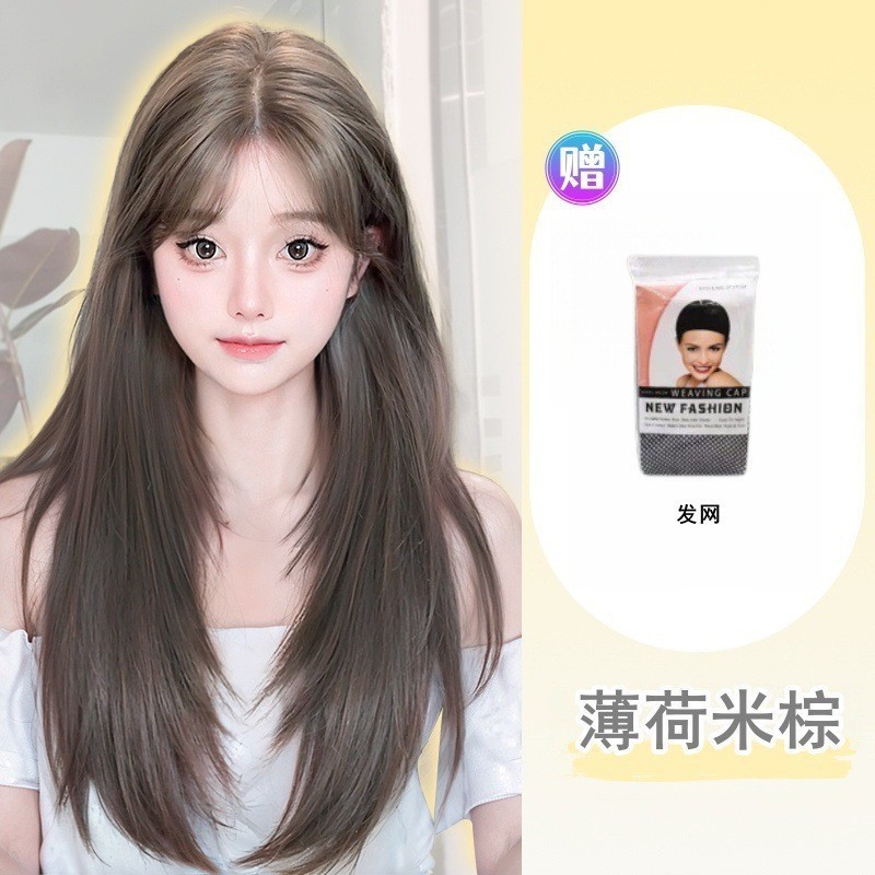 假发女全头套夏季潮流美式亚麻灰棕高层次修颜Lolita日常整顶假发|undefined