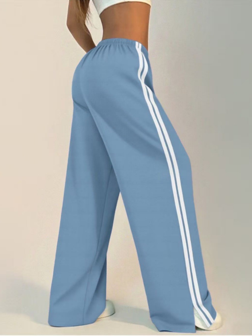 High-waisted Wide-leg Lounge Pants With Side Stripe Detail_voghion.com