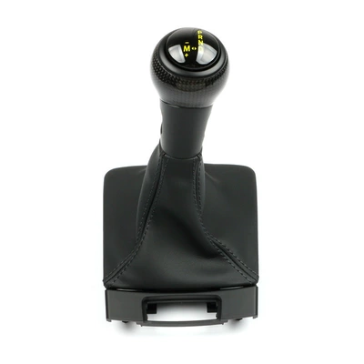 GT4 gear shift knob, 718 Cab and accessories - genuine-leather-cover-carbon-fiber-gear-shift-knob-yellow