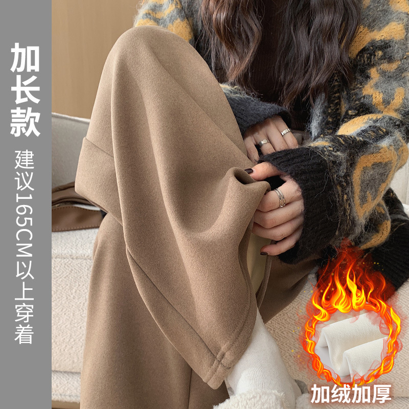白色阔腿裤女冬季加绒加厚2025新款东北防风裤羊羔绒保暖外穿棉裤|undefined
