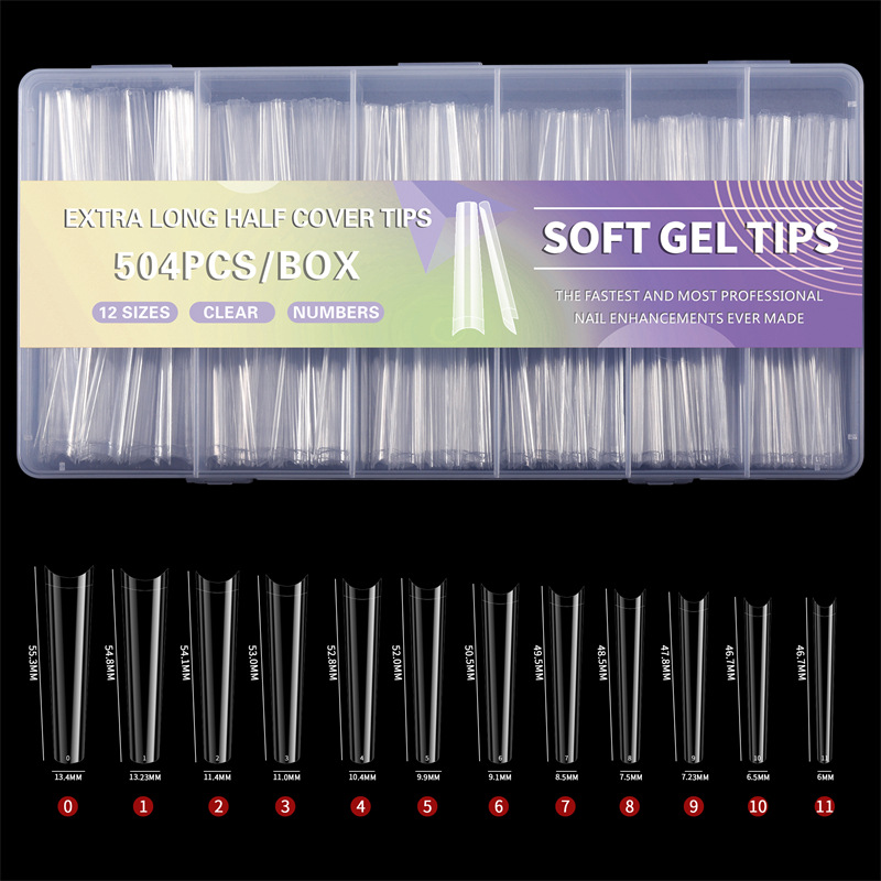 504 piezas de uñas de mezclilla súper largas