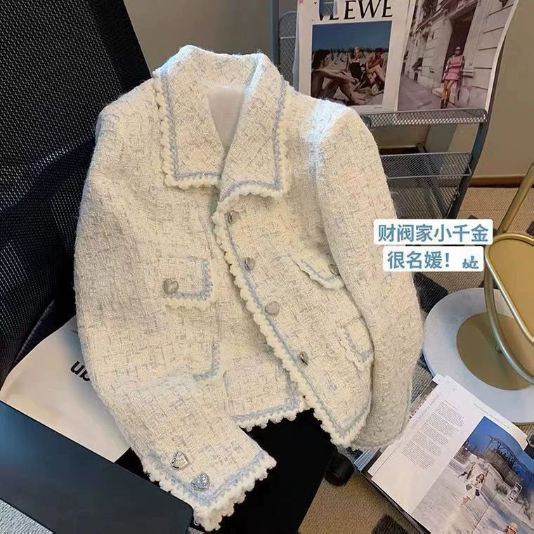 Демисезонный короткий жакет женский, в стиле chanel, французский, приталенный