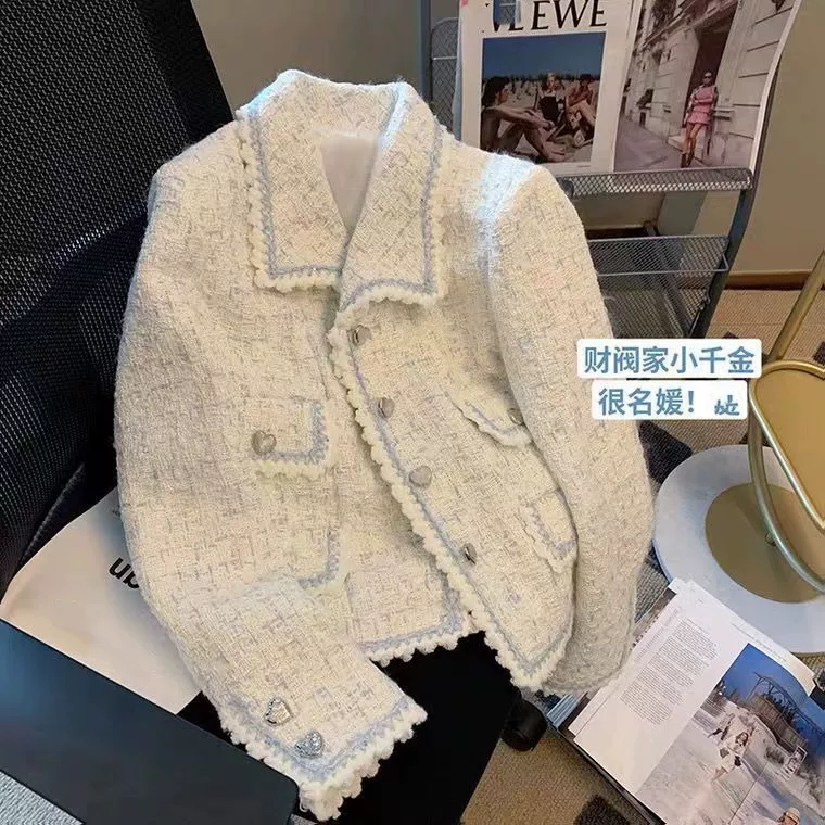 Демисезонный короткий жакет женский, в стиле chanel, французский, приталенный