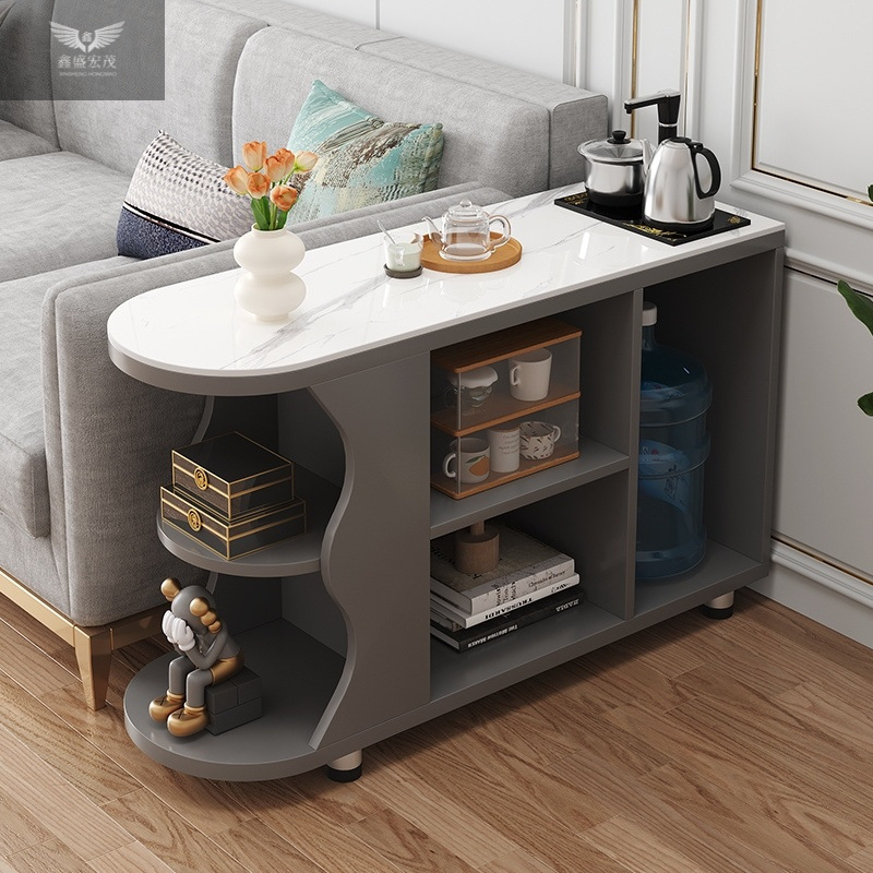Gabinete lateral de sofá, gabinete lateral, sala de estar, mesa cuadrada de roca, mesa de almacenamiento lateral de lujo ligero, mesa de esquina moderna simple, mesa de centro pequeña