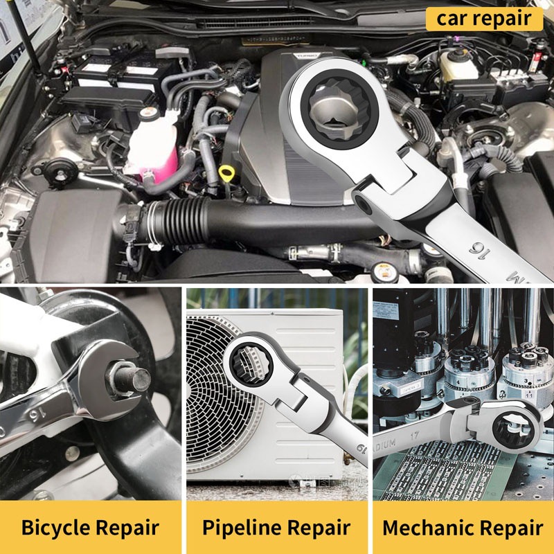 벤딩 헤드 래칫 렌치 세트 콤비네이션 엔드 렌치 세트 크롬 바나듐 스틸 핸드 툴 소켓