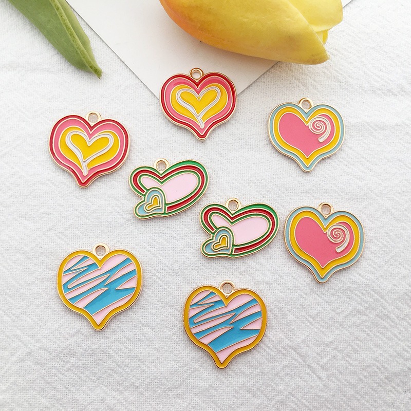 Simple Style, Classic Style, Korean Style Style 1 Piece 20x15mm 20*20mm Alloy Colorful Peach Heart Shape Pendant DIY Jewelry Accessories Necklace
